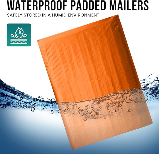 Levex - #000 4" x 8" [10 Pack] Orange Poly Bubble Mailers, Padded Envelope Mailers, Packing Envelope & Mailing Bags for Shipping