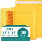 Levex - #3 8.5" x 14.5" [100 Pack) Kraft Bubble Mailers, Padded Envelope Mailers, Packing Envelope & Mailing Bags for Shipping