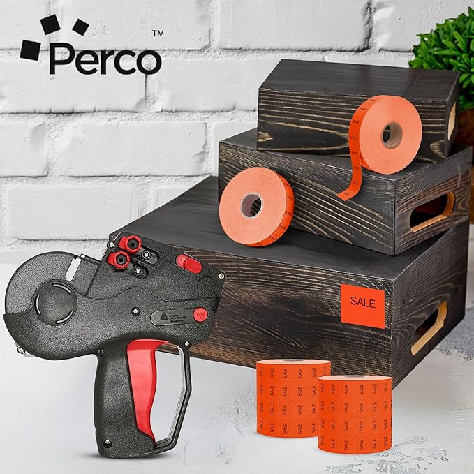 Perco Sale Labels for Monarch 1136 Price Gun - 8 Rolls, 14,000 Pricemarking Labels - with Bonus Ink Roll