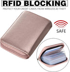 Easyoulife Genuine Leather Credit Card Holder Zipper Wallet With 26 Card Slots