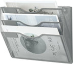 EASEPRES 3 Pocket Mesh Hanging Wall File Organizer, Wall Mounted Mail Paper Document Folder Holder, Clipboard Storage Organization Magazine Rack with Nametag Label for Office Home School, Gray