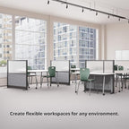 Stand Up Desk Store Workflow Wide Modular Wall | 53'' x 70'' Wall | Expandable Partition Room Divider with Rearrangeable Frosted Acrylic, Sound Absorbent and Whiteboard Panels (Black Frame)