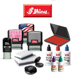 Shiny Pleasure Serving You Stamp, Round Self Inking Stamp for Office and Retail, Green Ink