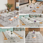 Conference Table, Folding Conference Tables for 2-20 People, Modern Conference Room Table with Wheels, Super Sturdy Large Rectangle Mobile Meeting Seminar Tables for Office (6PCS 61.0in)