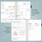 Legend Planner PRO – Deluxe Weekly & Monthly Life Planner to Increase Productivity and Hit Your Goals. Time Management Organizer Notebook – Undated – 7 x 10" Hardcover + Stickers – Dark Teal