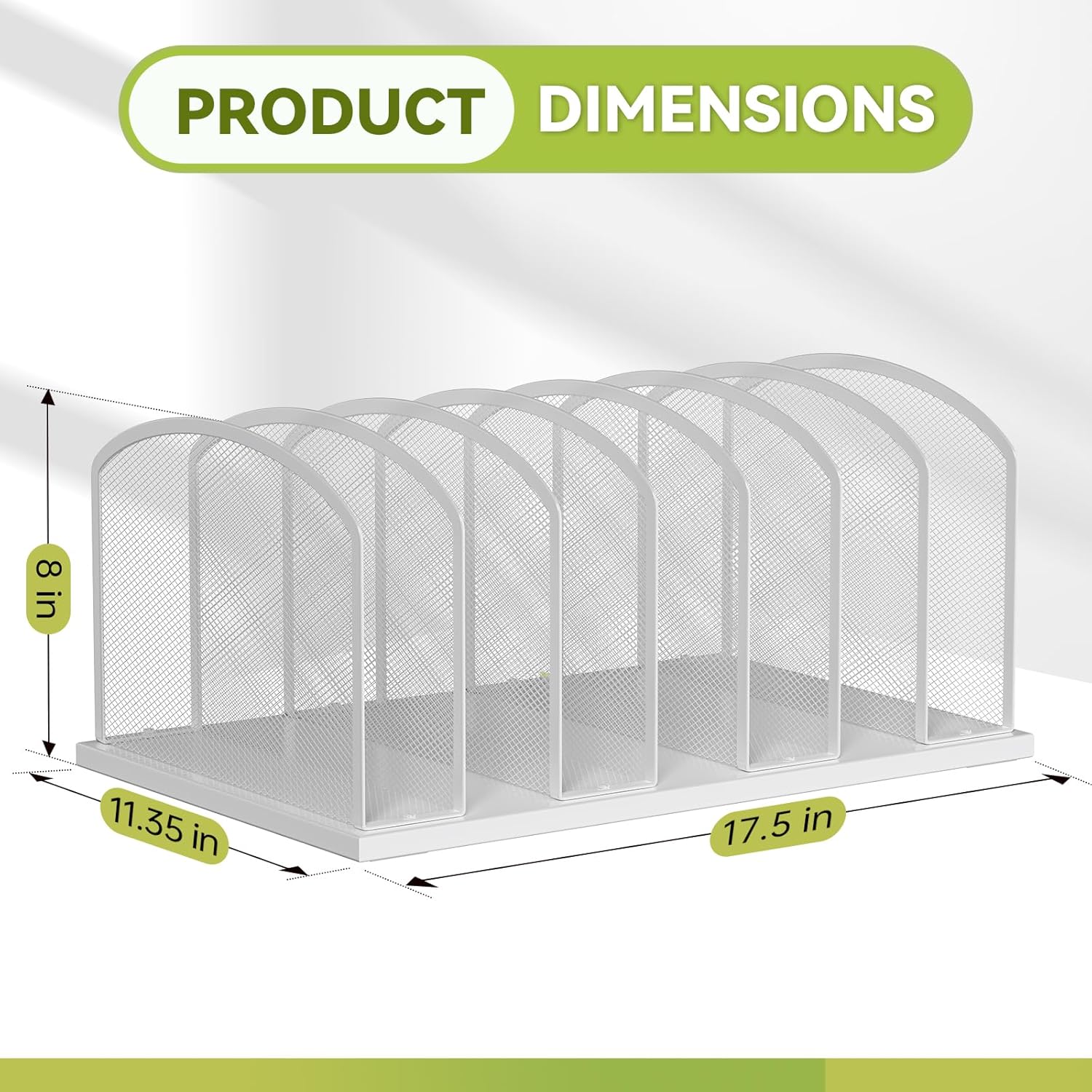 Desk File Organizer Vertical 7 Sections Mesh File Sorter Paper Storage Organizer for Desk, Office Organization File Holder Rack, White