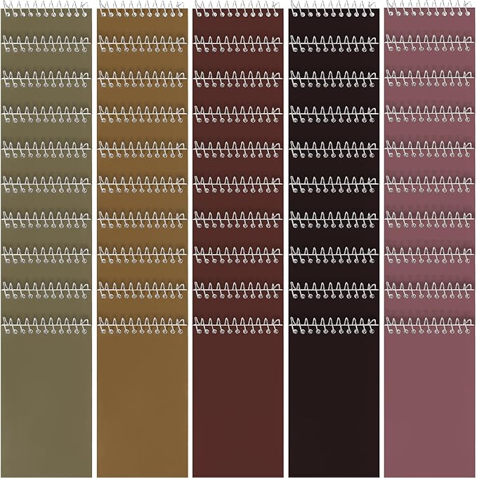 Teling 50 Pieces Spiral Memo Pads Bulk 3 x 5 Inch Small Note Pads Top Bound Lined College Ruled Paper Mini Notepad Pocket Spiral Notebooks for School Office Home Supplies, 75 Sheets (Retro Colors)