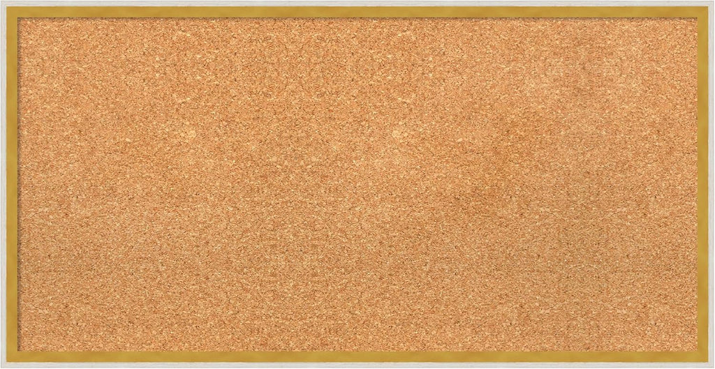 Amanti Art Natural Cork Board for Wall, 17x33 Vision Board with White Frame, Medium Corkboard Office Decor for Home Organization, Modern Corkboard Pinboard to Display Items for Home Organization in