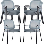 CLATINA Grey Stacking Chairs Stackable Waiting Room Chairs with Armrest, Mesh Office Reception Guest Chair for Home Desk Conference Lobby Church Medical Meeting Training Ergonomic, Set of 8