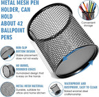 2 Pack Black Pencil Cup - Wire Mesh Pen Cup Holder for Desk, Office Pen Organizer With Sleek Design