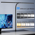 deeloop 80cm Ultra-Long LED Desk Lamps,24W Bright Architect Desk Lamp for Home Office, Infinite Dimming Office Light with Memory Function, Tall Desk Light with Clamp for Reading Working Monitor