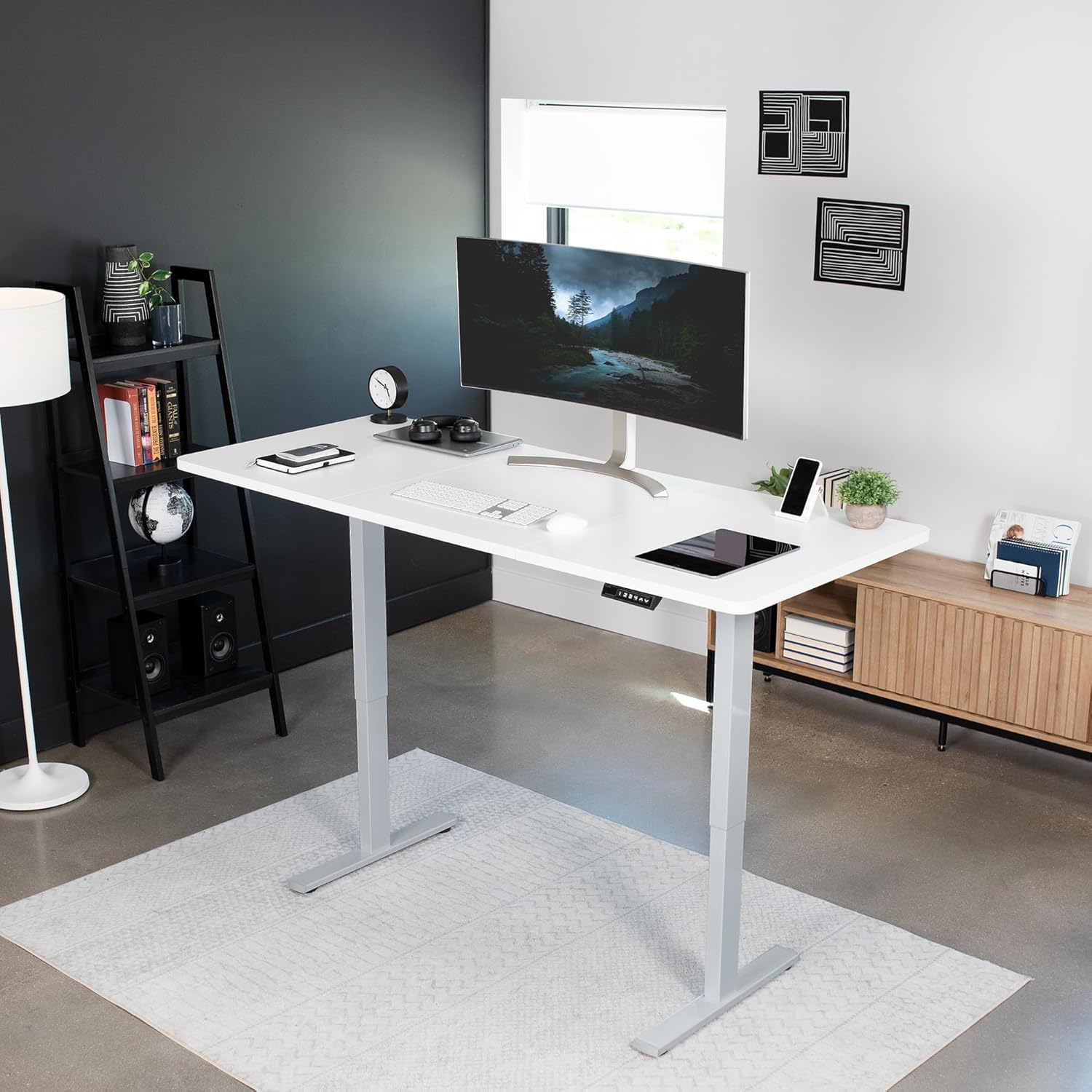VIVO Electric 71 x 30 in Standing Desk, Memory Height Adjustment, 1B Series, White Top Gray Frame, DESK-KIT-1G7W
