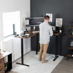 VIVO Electric Corner L-Shaped 63 x 55 in Rustic Standing Desk, Memory Height Adjustment, Vintage Brown Top Black Frame, DESK-E3CTN