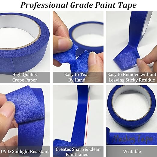 Painters Tape 2 Inch Wide, Masking Tape, Blue Tape, Professional Paint Paper Tape for Multi-Purpose, Artist Painting Tapes, DIY Crafts Arts, Protects Surfaces, Removes Easily, 5 Rolls, 1.88IN x 60.1YD