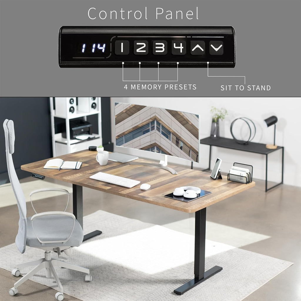 VIVO Electric 71 x 36 in Standing Desk, Memory Height Adjustment, 1B Series, Reclaimed Wood Top Gray Frame, DESK-KIT-1G7P-36