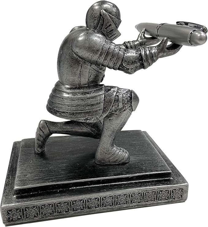 Executive Knight Pen Holder with a Pen Personalized Desk Accessories Decor Home Office Cool Pen Stand Iron
