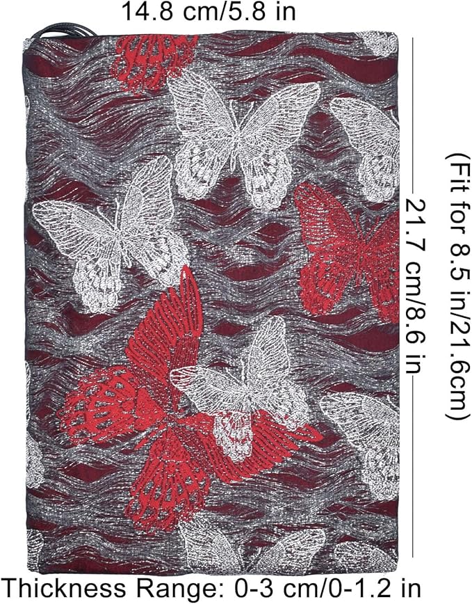 BLBMH Book Covers for Paperbacks Book Cover for Privacy Fit for 5.5x8.5 inch Adjustable Book Sleeve Cover for Diary Books Fabric Softcover Protector for Notebook - Butterfly C 8.5in