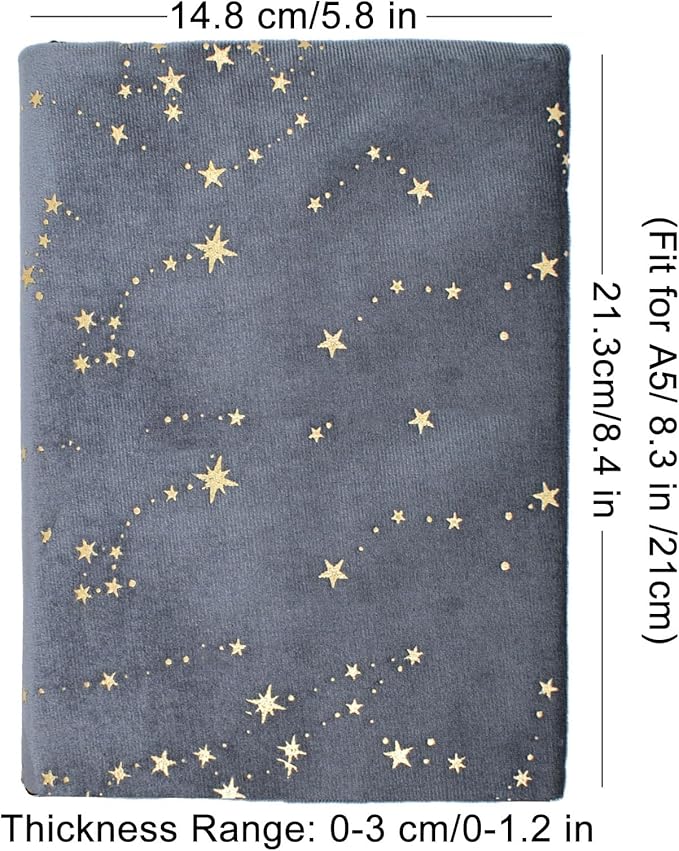 BLBMH A5 Book Covers for Paperbacks Book Cover for Privacy Fit for 5.5x8.3 inch Adjustable Book Sleeve Cover for Women Over 15 Diary Softcover Protector for Notebook - Velvet Grey