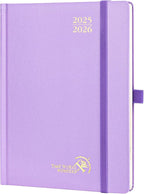 POPRUN Planner 2025-2026, (Medium 6.5'' x 8.5'' Hard Cover) Academic Calendar (July 25-June 26) Daily Weekly and Monthly Appointment Book with Hourly Time Slots, Monthly Tabs, 100 GSM - Violet