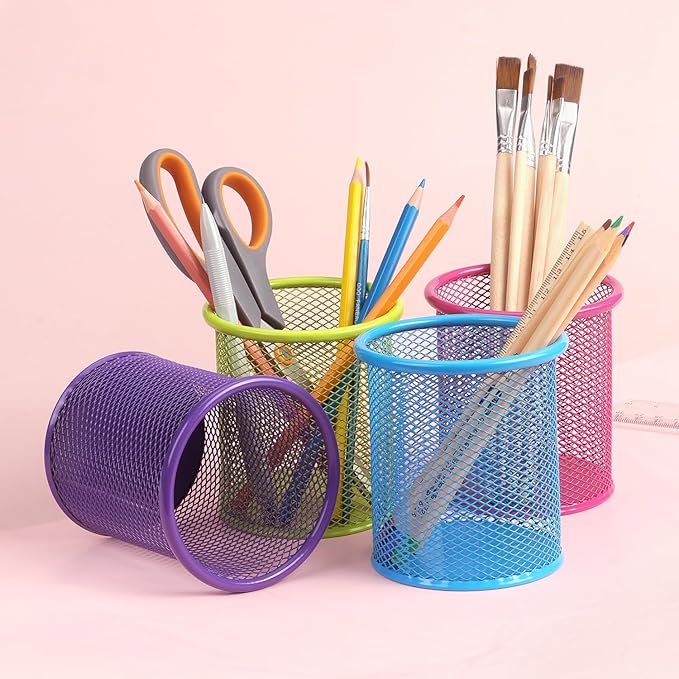 Tamaki Pen Holder Cup for Desk, Wire Mesh Pencil Cup Holder for Desk Office Pen Organizer (Green)