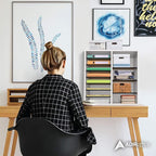 AdirOffice Wooden Adjustable organizerserature Organizer, 16 Compartment Office Mailbox, or Classroom Literature Organizer, White