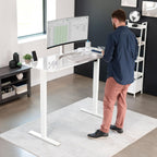 VIVO Electric Dry Erase 60 x 24 in Standing Desk, Memory Height Adjustment, 1B Series, White Marble Pattern Top, White Frame, DESK-KIT-1W6WM