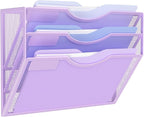 Kuntine.B 3 Pocket Wall File Holder Organizer Office Hanging Magazine Holder Wall File Organizer for Office Home (Purple, 3 Tier)