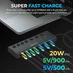 SABRENT 7-Port USB-C Hub with Power Switches, 5Gbps USB 3.2, 48W Powered Hub with 3 USB-A + 4 USB-C Ports, 20W PD, LED Status, Aluminum Body – for Mac, PC, Steam Deck, ROG Ally (HB-3A4C)