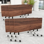 Folding Conference Room Table, Modern Conference Tables with Wheels, Large Rectangular Mobile Training Tables for Office Classroom, Foldable Modular Boardroom Seminar Table (6pack L70.9in)