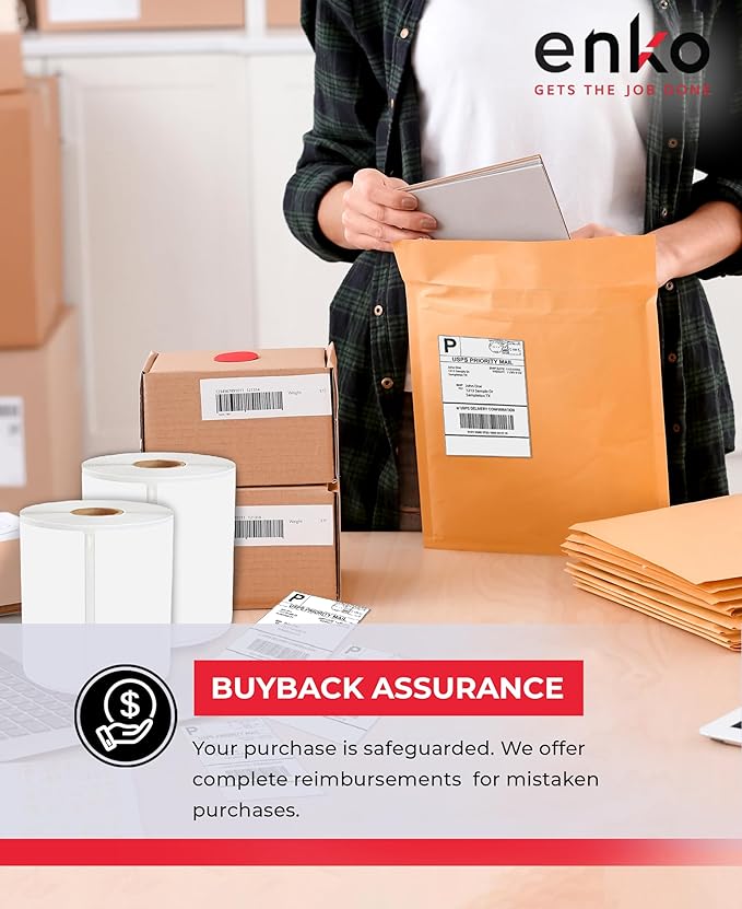 enKo Compatible Zebra 4x6 Label/Dymo Labels 1744907 (4 x 6) for Dymo Labelwriter 4XL Shipping Zebra Direct Thermal Printer (8 Rolls, 1760 Labels)