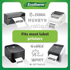 2" x 1.5" Thermal Labels | 6 Rolls | 8220 Labels | fits Zebra, Munbyn, Rollo, Godex, Arkscan, iDPRT, Offnova Thermal Label Printers and More | Blank White Adhesive Stickers by Ecotherm
