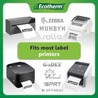 3" x 1" Thermal Labels | 4 Rolls | 5240 Labels | fits Zebra, Munbyn, Rollo, Godex, Arkscan, iDPRT, Offnova Thermal Label Printers and More | Blank White Adhesive Stickers by Ecotherm