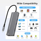 Acer 11 in 1 USB C HUB Multiport Adapter with 4K@60Hz HDMI, 1080P VGA, 2x10Gbps USB C, 2x5Gbps USB A, 100W PD Port, 1000Mbps Ethernet, SD/TF, Dual Monitor Docking Station for PC, Laptop, Desktop