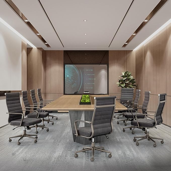 Okeysen Office Desk Chair Conference Room Chairs Modern Ergonomic Executive Swivel Chair Adjustable Height PU Leather Home Desk Chair with Armrests Comfy Computer Task Chairs with Wheels (Retro Black)