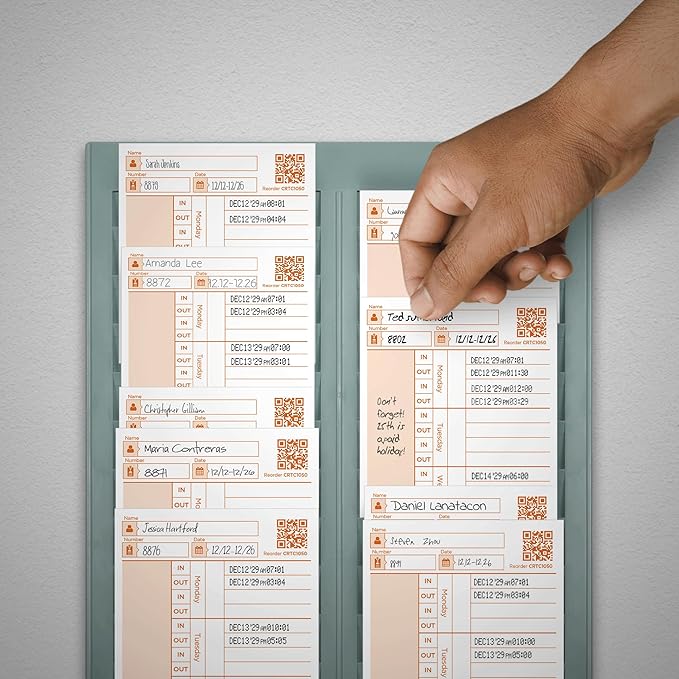 uPunch 100 Time Cards for CR1000 Digital Time Clock and Date Stamp