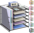 gianotter Desk Organizers and Accessories, 6-Tier Paper Organizer with File Holder, Document Organizer, Office Decor, Home Office Essentials(Black)