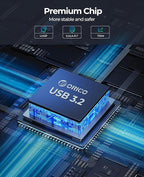 ORICO Aluminum 3.5 Hard Drive Enclosure with USB 3.2 Gen 2 6Gbps Transfer Speed, Fit for 3.5/2.5 Inch SATA HDD SSD Up to 20TB, USB C to USB C/A 2 in 1 Cable Compatible with MacBook Windows(DD35-C3)