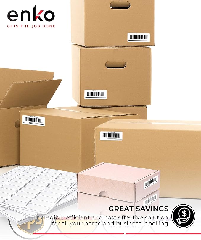 enKo 3-1/2 x 5 inches Label - White Blank - 4 Up Per Sheet Shipping Address Mailing Labels for Laser Inkjet Printer (300 Sheets, 1200 Labels)