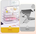 Desk Organizer Stackable Desk Paper Letter Tray Organizer Office Desktop File Paper Holder Book Storage Organization Rack (Clear, 4 x Standard Entry)