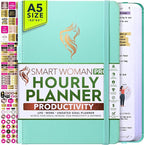 Hourly Planner - Undated Daily, Weekly & Monthly Planner with Budget Section | A 12 Month Journey to Increase Productivity & Happiness | Life Organizer & Gratitude Journal - Vertical Format