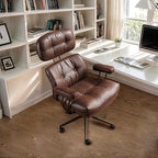 Faux Leather Executive Office Chair - Big and Tall Ergonomic Home Office Chair,Reclining Computer Desk Chair w/Lumbar Support,Adjustable Task Chair Swivel Rolling Chair with Wheels,Dark Brown,Suede