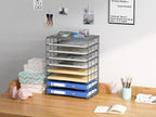 EasyPAG Mesh Desk Filer Organizer Tray 8 Slot Office Desk Paper Storage Organizer for A4 / Letter Sizer Floder, Silver