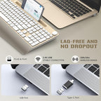 Ergonomic Wireless Keyboard with Wrist Rest-Low-Profile,Phone/Tablet Holder,Quiet Design，Windows & Mac OS，Full Size Cordless USB Computer Keyboard for Desktop,Laptop, PC, Mac, Windows-Gold