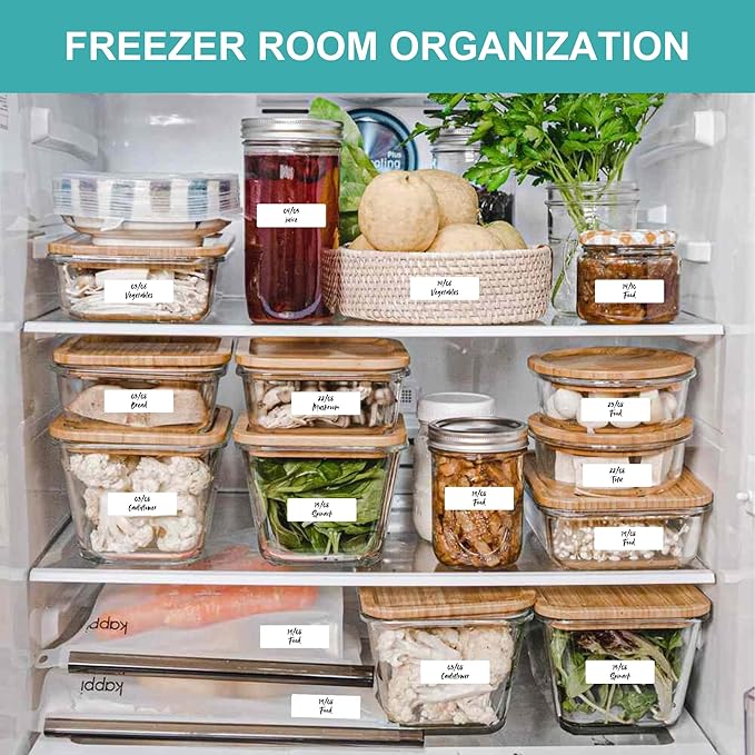 CATIFLIN 600 Blank Removable Freezer Label Stickers, 1”x3” Waterproof Adhesive Paper Tags with Perforation, Easy to Write & Peel for Food Jars, Bottles, Containers, Refrigerator, Storage