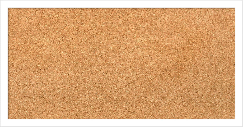 Amanti Art Natural Cork Board for Wall, 13x25 Vision Board with White Frame, Small Corkboard Office Decor for Home Organization, Modern Corkboard Pinboard to Display Items for Home Organization in