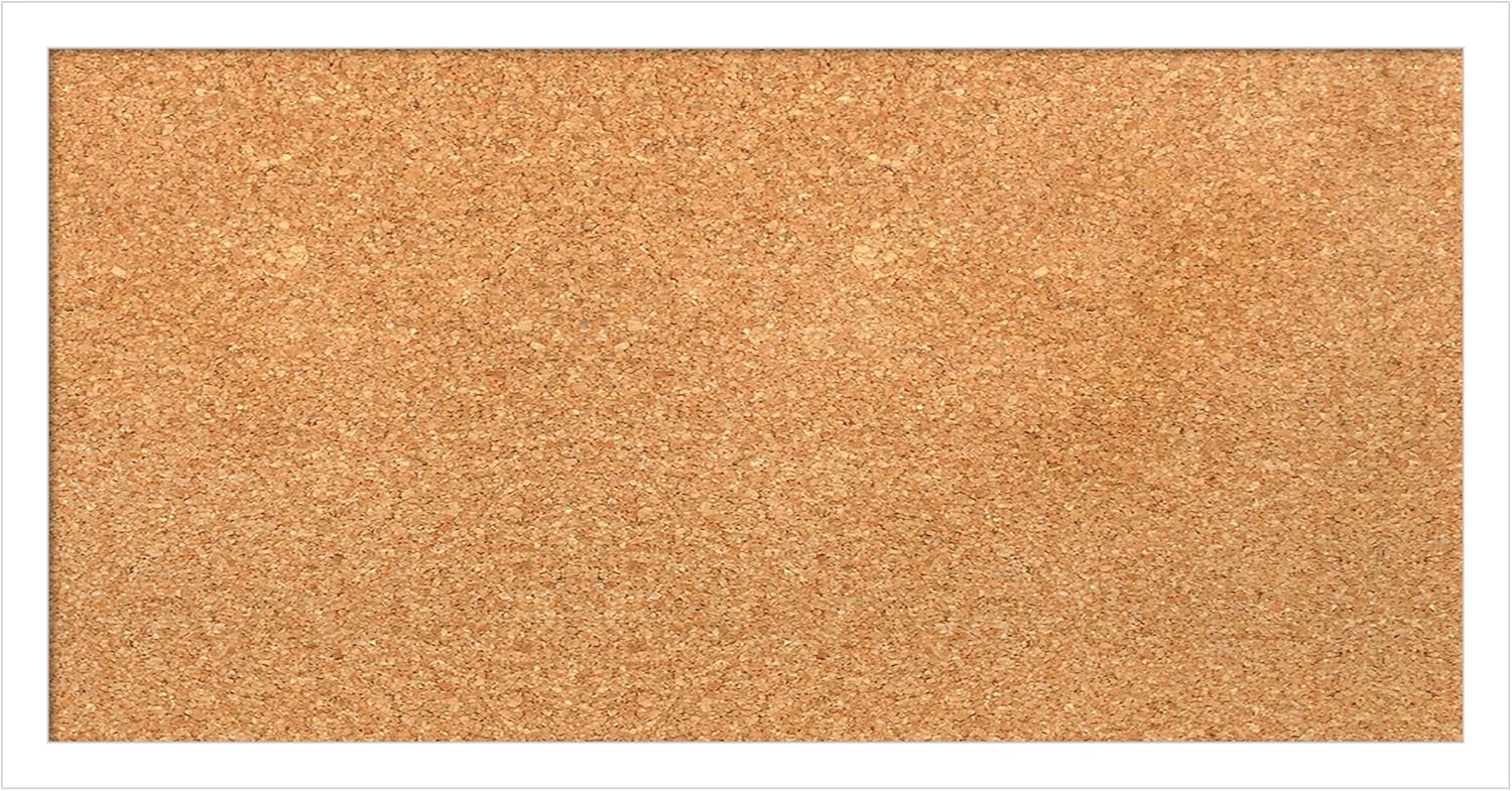 Amanti Art Natural Cork Board for Wall, 13x25 Vision Board with White Frame, Small Corkboard Office Decor for Home Organization, Modern Corkboard Pinboard to Display Items for Home Organization in