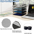 Natwind 4-Tier Stackable Paper Tray, Metal Mesh Desktop Organizer, A4 Desk Organizer, Stackable Letter Trays,File Folder Sorter Organizer with Sliding Tray for Home, Office, School (Black)
