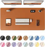 YSAGi Leather Desk Protector, Office Mat, Large Mouse Mat, Non-Slip PU Leather Blotter, Laptop Desk Pad, Waterproof Writing Pad for Office and Home (Brown, 47.2" x 23.6")