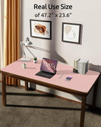 YSAGi Leather Desk Protector, Office Mat, Large Mouse Mat, Non-Slip PU Leather Blotter, Laptop Pad, Waterproof Writing Pad for Office and Home (Light Pink, 47.2" x 23.6")