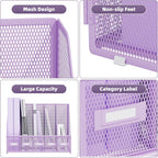 Marbrasse Desk File Organizer with 5 Vertical Compartments Mesh Magazine File Holder for Office, Home, School